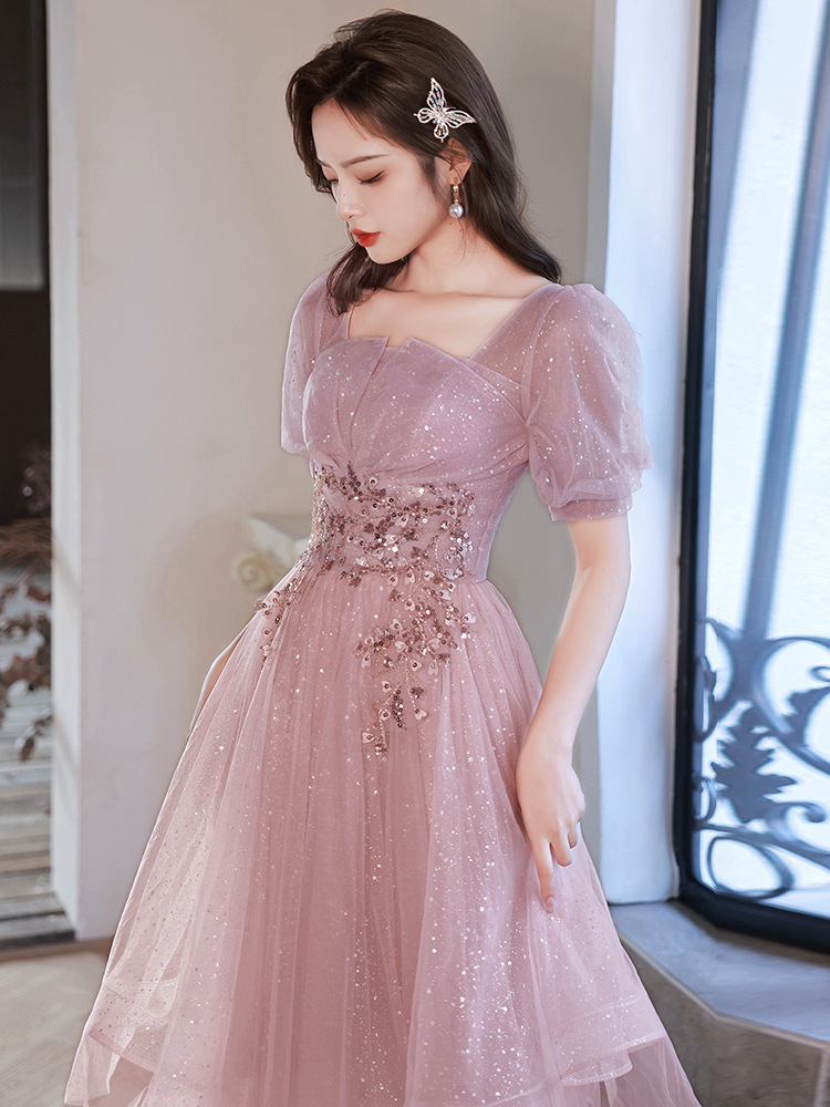 2025 nuevo anfitrión de primavera vestido de princesa de alta calidad vestido de exámenes de arte de hermanas de graduación