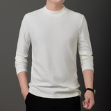 Мужской двусторонний бархатный демисезонный лонгслив, базовая приятная телу толстовка, высокий воротник