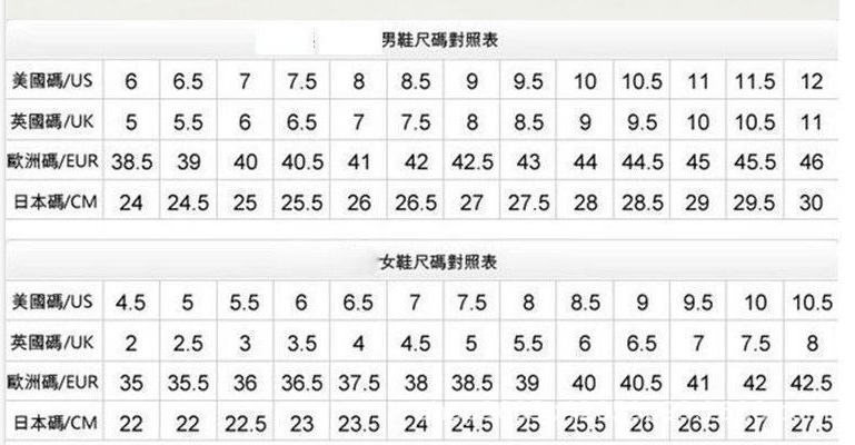大人码数参考