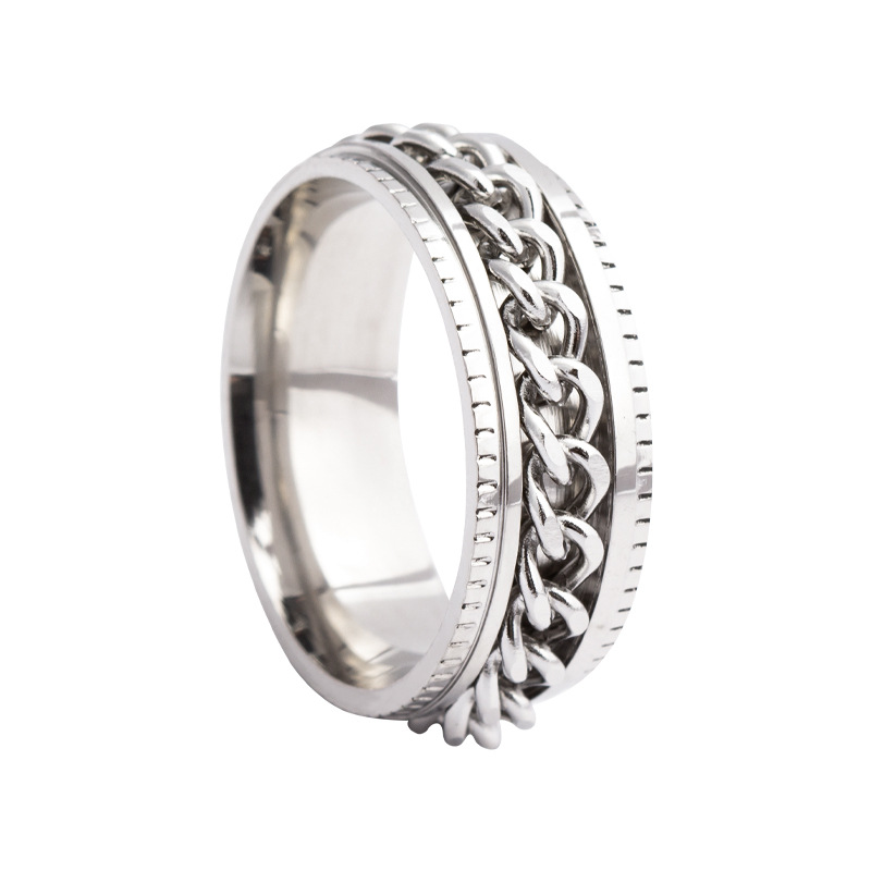 Heißer Verkauf Schmuck Herren Kette Drehen Edelstahl Dekompression Ring Standard-US-Größe Optional Multi-Color Matching_voghion.com