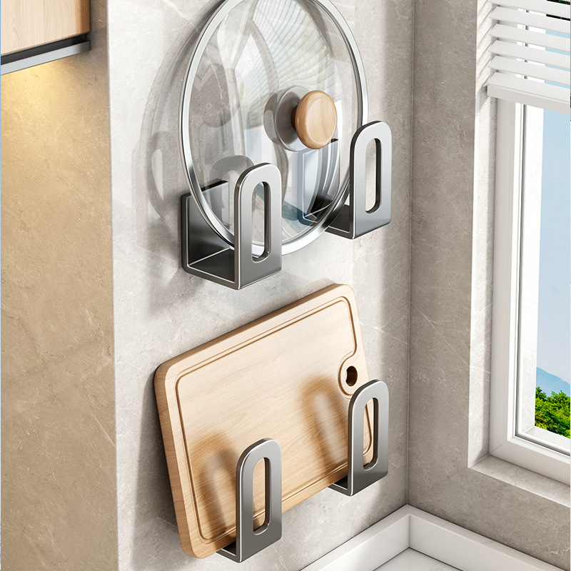 Pot Lid Rack Kitchen Punch-Free Wall-Mounted Multi-Functional Wall Storage Chopping Board Shelf Cutting Board Placement Storage Artifact Pot Lid Rack Kitchen Punch-Free Wall-Mounted Multi-Functional Wall Storage Chopping Board Shelf Cutting Board Placement Storage Artifact