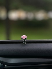 嬌艷玫瑰花汽車中控台窗擺件迷你治癒系車載飾品女士車內個性漂亮