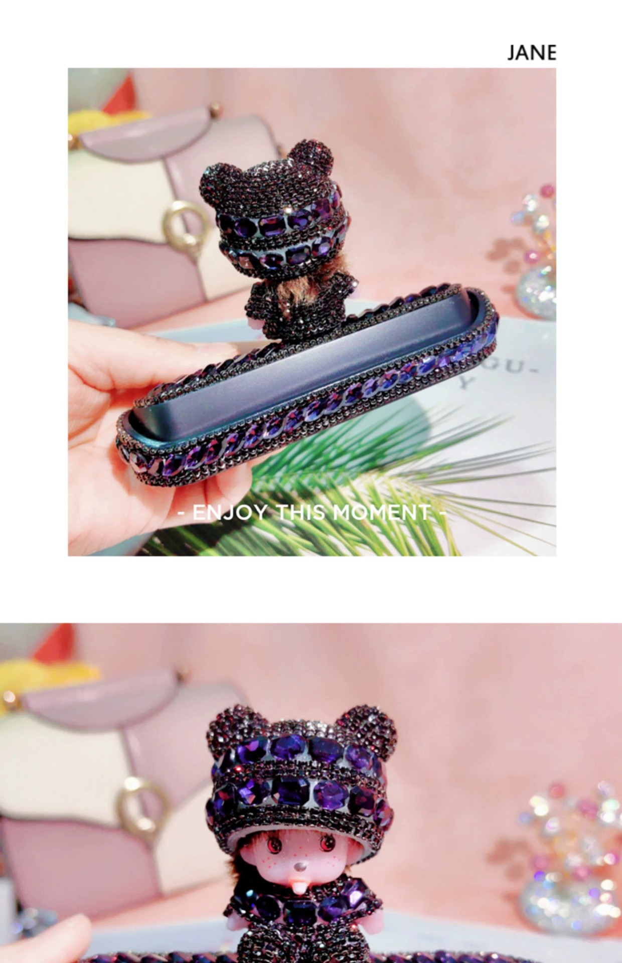Car temporary parking number plate, car parking sign ornament, diamond-encrusted, popular style for girls
