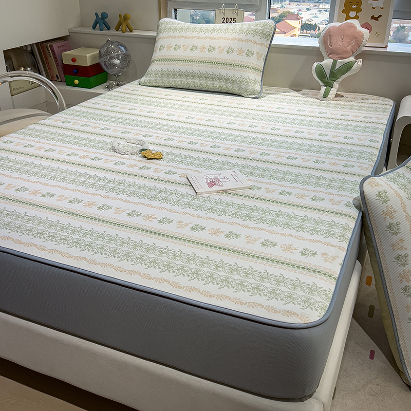 La nueva sábana de seda de hielo de verano, una sola pieza, cubierta protectora de colchón todo incluido, dormitorio, cubierta de cama individual, juego de tres piezas