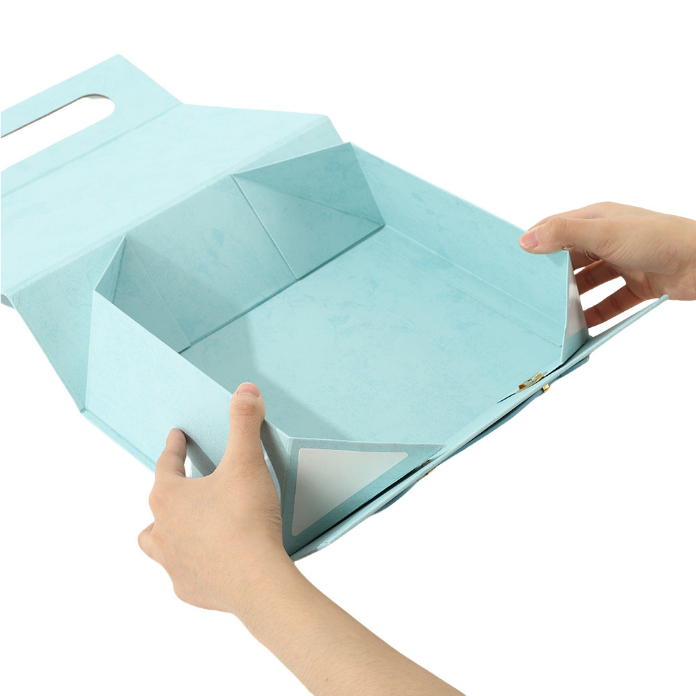 Caja plegable de una pieza con tapa de absorción magnética de alta calidad, caja de mano de cuero, caja vacía, embalaje de regalo, caja de regalo de embalaje portátil