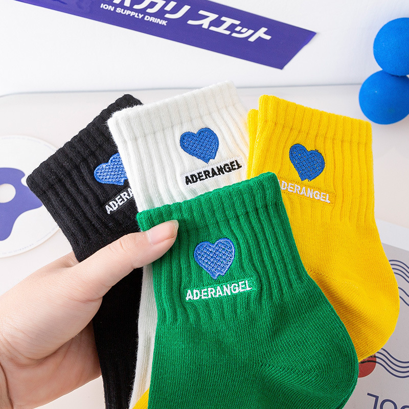 2022 New Style ADER Love Embroidered Socks Solid Color Summer Letter Short Socks Trendy Socks Men and Women ins Trendy Socks