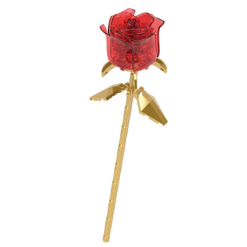 Compatible transfronterizo rosa imortalidad ramo de flores de bloques altos Día de San Valentín Día de los maestros Juguetes de ensamblaje de puzzle hechos a mano
