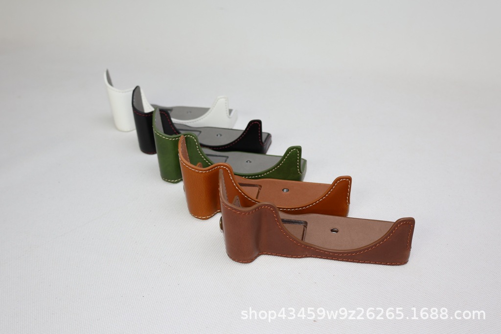 (2개) 캐논 EOSR50 카메라 케이스 가죽 | 오일 같은 가죽 베이스 하프 세트 | 어깨 가방