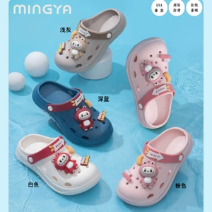 Детские летние тапочки в стиле Crocs для мальчиков, ультрамягкие мюли для ванной комнаты, пляжная обувь, подходят для носки на улице