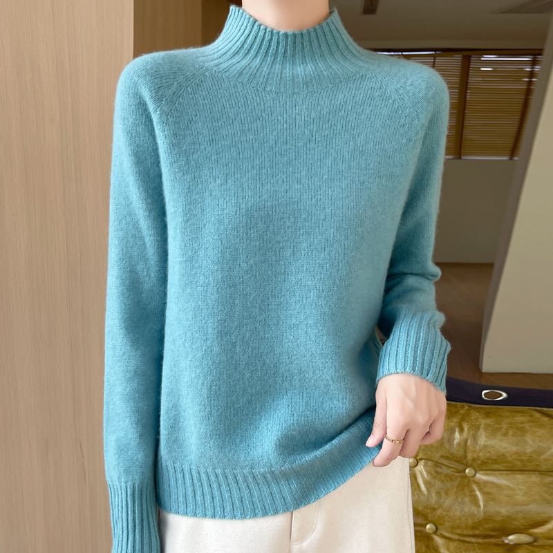 一线成衣套头休闲通勤加厚插肩无缝半高领内搭针织衫上衣女宽松|undefined