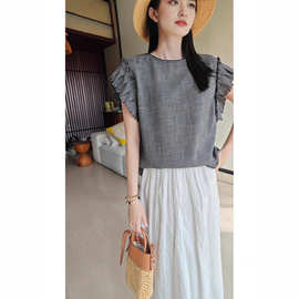 巨好看的小衫，爆爱！！文艺复古显年轻，夏季法式小资无袖上衣