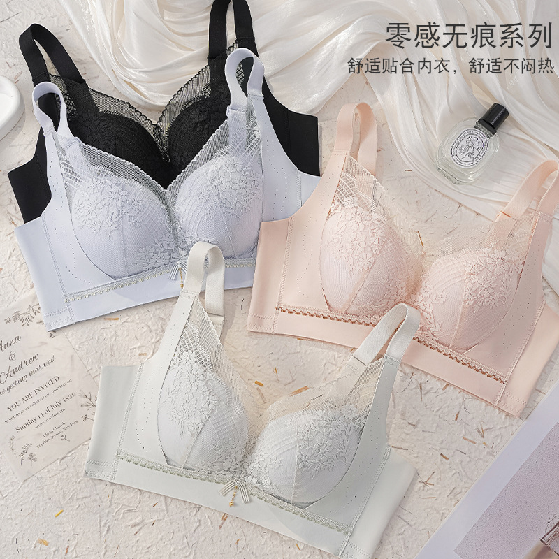 No steel ring, no side rubber bone, high elasticity, no trace, flank modal soft lining, soft support, upper support, gathered bra for women