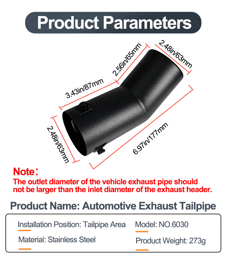 Suitable for Volkswagen Bora Passat Golf 4 Suzuki Huslter Stainless Steel Matte Black Car Tail Throat