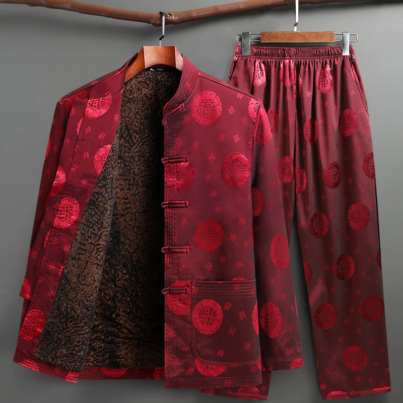 Старик хлопчатобумажная куртка Тан костюм мужской папа плюшевая толстая куртка