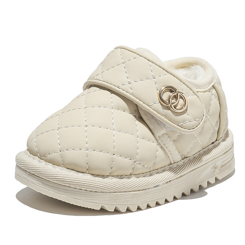 Winter children's snow boots, baby cotton shoes, warm leather boots, baby girls' velvet toddler shoes, boys' shoes, thickened