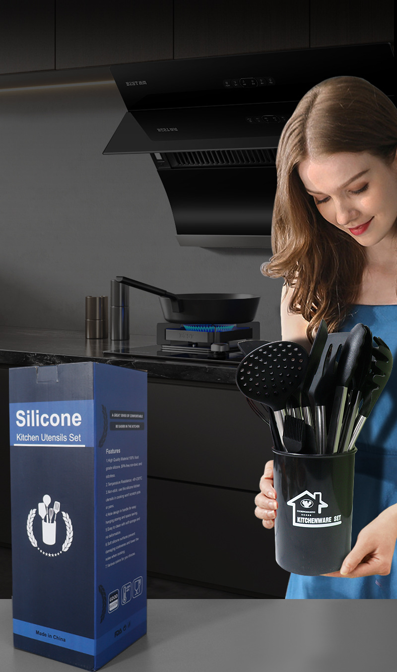Silikon spatula ve kaşık 15 parçalı set paslanmaz çelik silikon spatula yapışmaz tava silikon spatula ev silikon mutfak eşyaları toptan