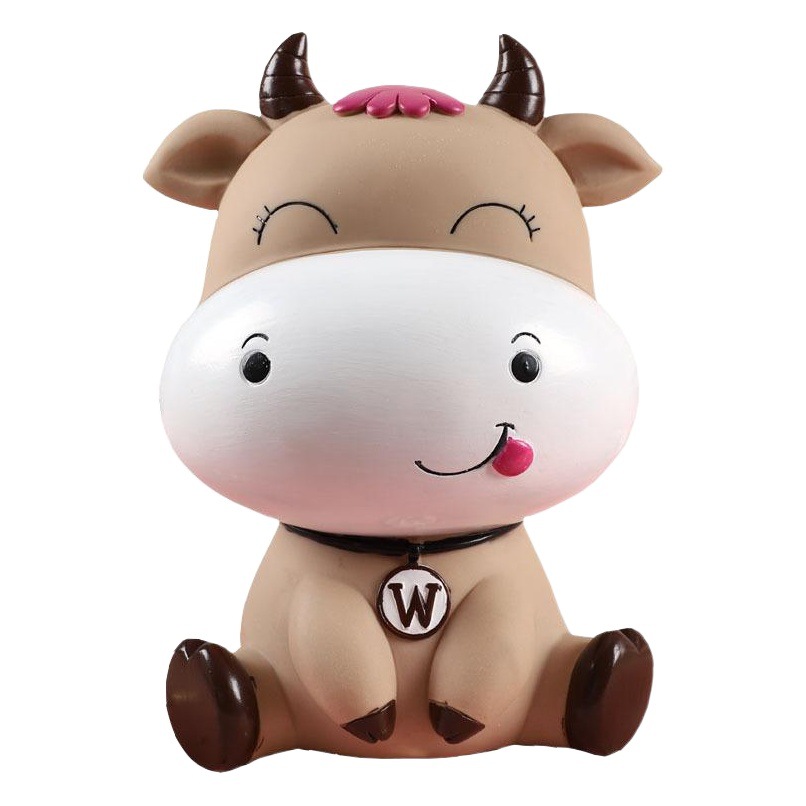 Hucha en forma de vaca, grande y adorable, para niños