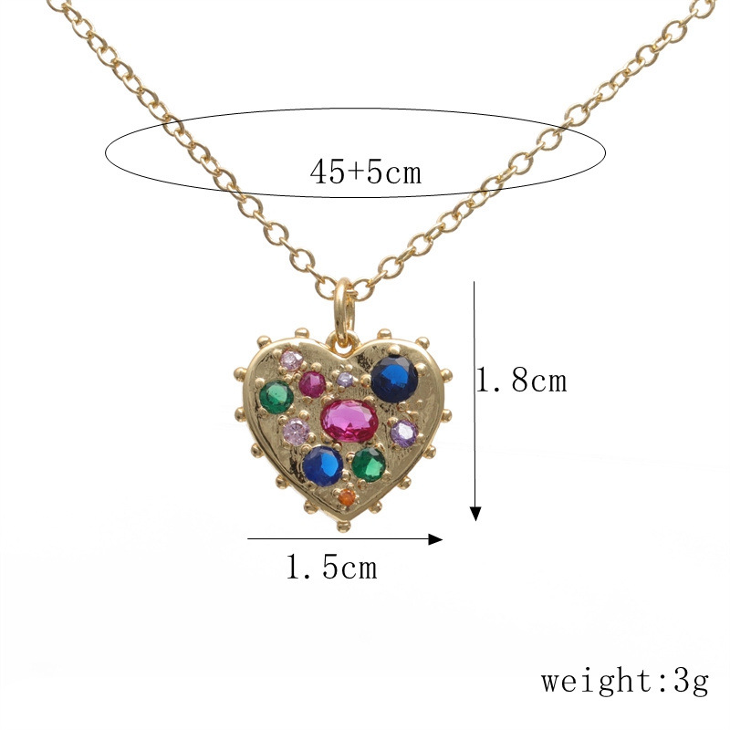 Fashion Moon Heart Shape Copper Necklace Zircon Copper Necklaces
