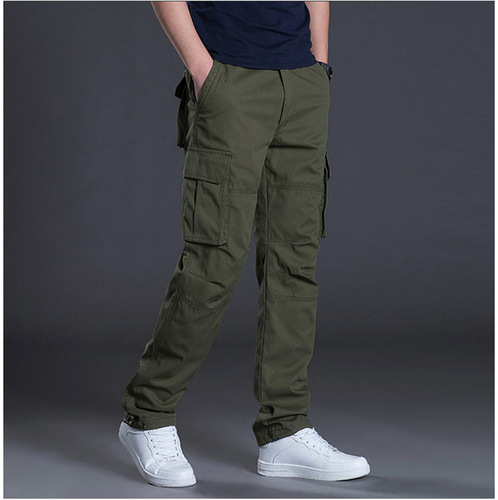 Spring and Autumn/Winter Multi-Pocket Work Pants for Men - Loose Plus Size Outdoor Sports Long Pants - Pure Cotton Workwear Casual Pants