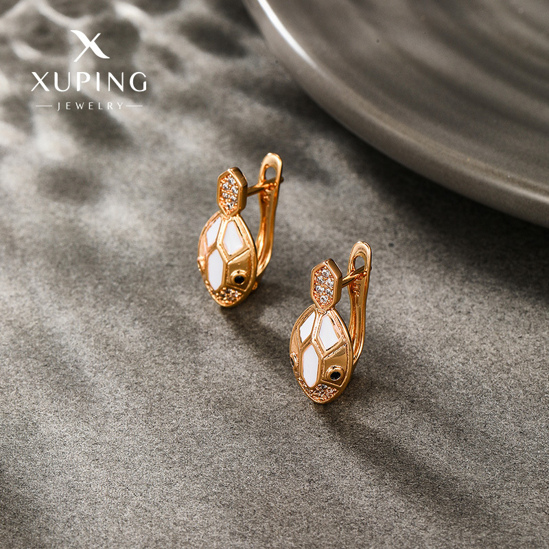 Nuevos pendientes de aro con diseño de tortuga de Xuping, de lujo y estilo nicho, versátiles y a la moda, estilo europeo y americano para mujer.