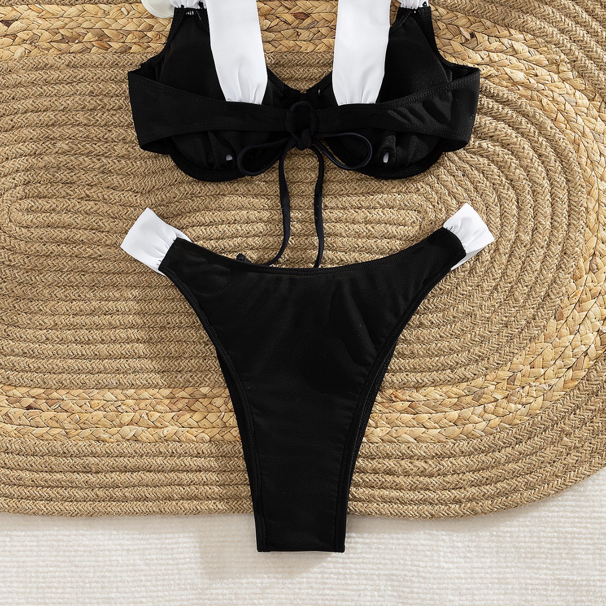 2025 nuevo comercio exterior europeo y americano sexy bikini color de contraste divisor trajes de baño de mujeres AliExpress Amazon trajes de baño explosivos