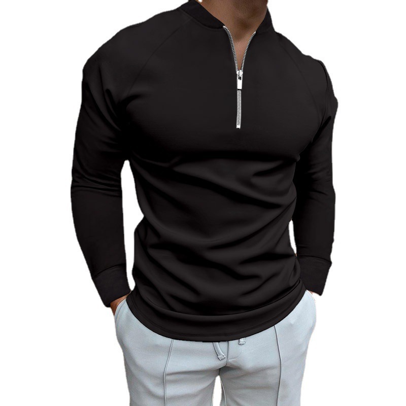 Polo a maniche lunghe da uomo con zip e collo rotondo_voghion.com