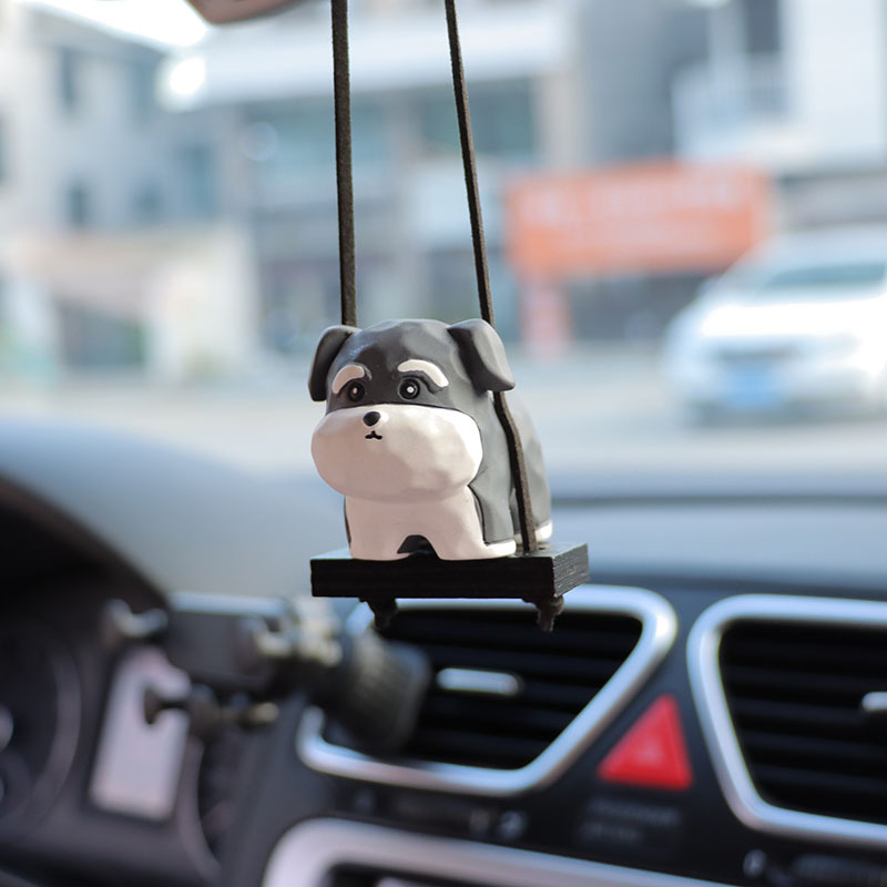 5 Wood Carving Wind Dog Ornaments Resin Cartoon Doll Car Decorations Car Rearview Mirror Pendant Pendant