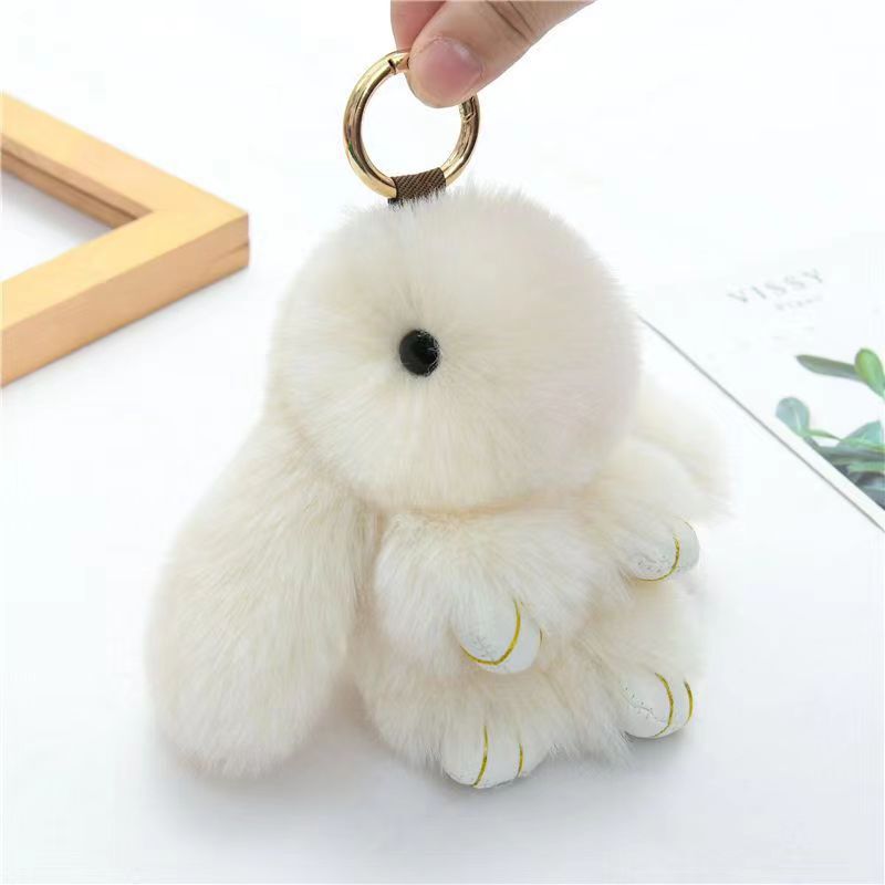 Cute Rabbit Plush Bunny Pendant Decoration Bag Accessory Car Key Imitation Storage Rex Rabbit Keychain Cute Rabbit Plush Bunny Pendant Decoration Bag Accessory Car Key Imitation Storage Rex Rabbit Keychain