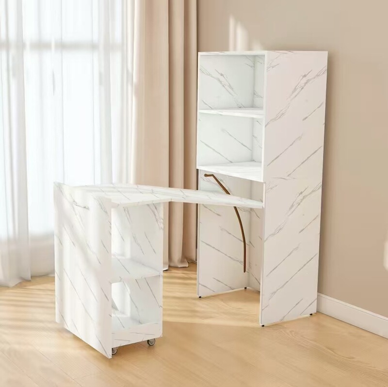 Cross-Border Expandable Office Desk with Storage Shelves - Foldable Workstation