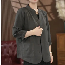 妈妈装减龄薄外套春秋季新款高档中老年女士大码宽松休闲夹克上衣