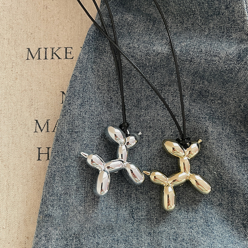 Nuevo producto Metal viento globo perrito colgante collar diseño personalizado sentido cadena de clavícula moda y2k joyería de estilo hip-hop