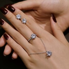 S925������Ʒѩ���ʯ��ָ������������������ʥ����������װֱ��