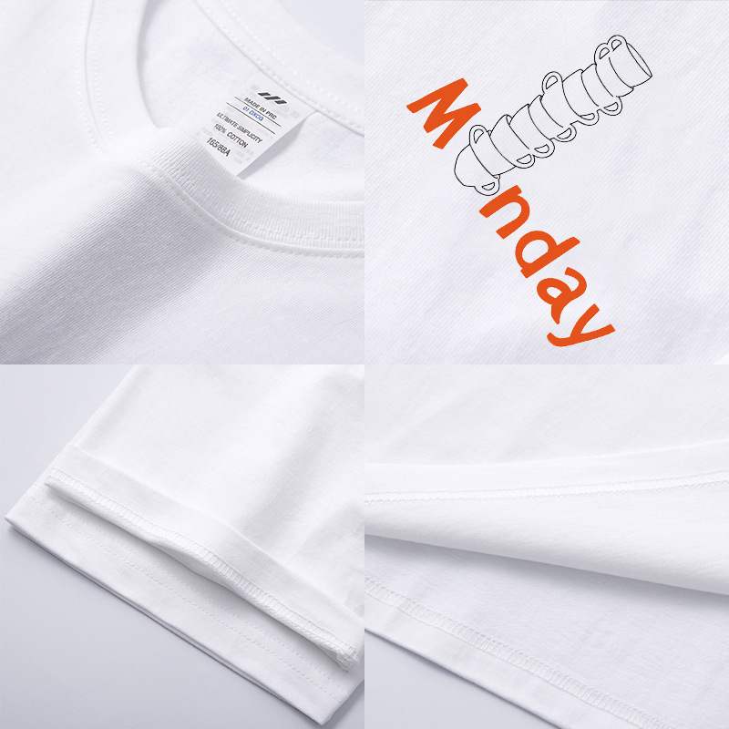 メンズ和風レトロ夏新作トップス レディースラウンドネック文字プリント半袖Tシャツ メンズ純綿トレンドブランドTシャツ|undefined