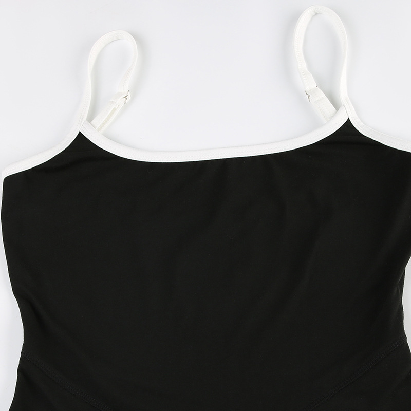 Women Clothing Edge Adjustable Sling Jumpsuit Contrast Color Tight Sexy Yoga Sports One Piece Trousers