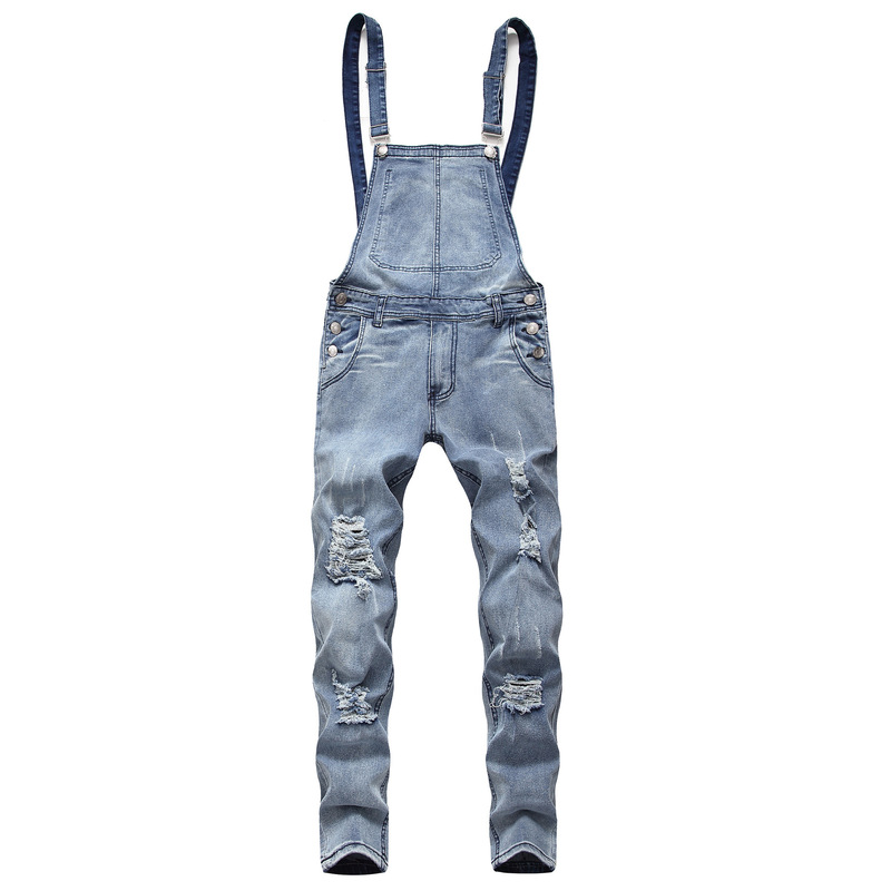 Amazon Men's Foreign Trade Men's Denim Suspender Pants Jeans Pants Jumpsuit Men's Tile