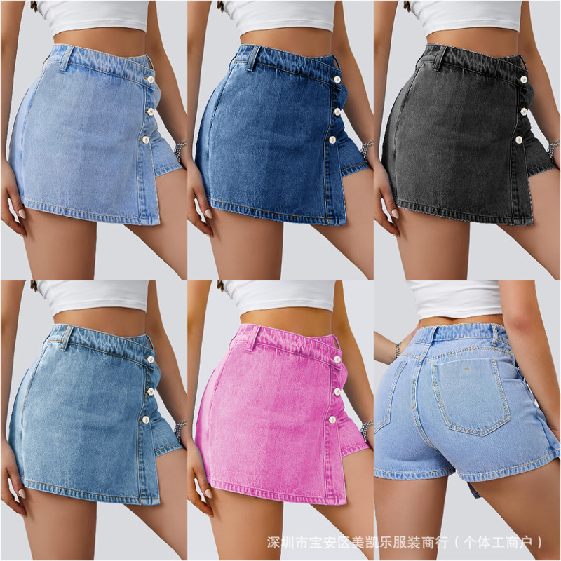 Women's High Elasticity Mid Waist Short Denim Shorts Women's High Elasticity Mid Waist Short Denim Shorts