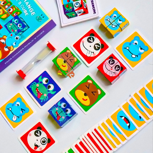 Wooden Face Changing Rubik's Cube Intelligent Building Blocks Children's Logical Thinking Training Parent-Child Interactive Desktop Puzzle Game Toy