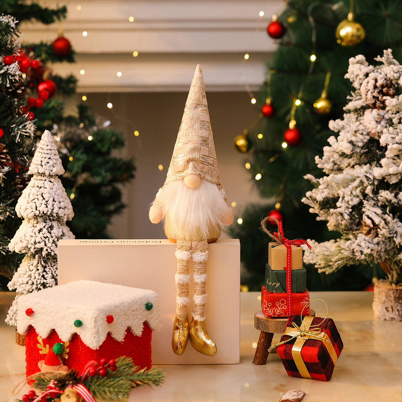 クリスマス装飾北欧スタイルの装飾人形クリスマスパーティーウェアゴールデン顔のない老人人形ウィンドウ装飾|undefined