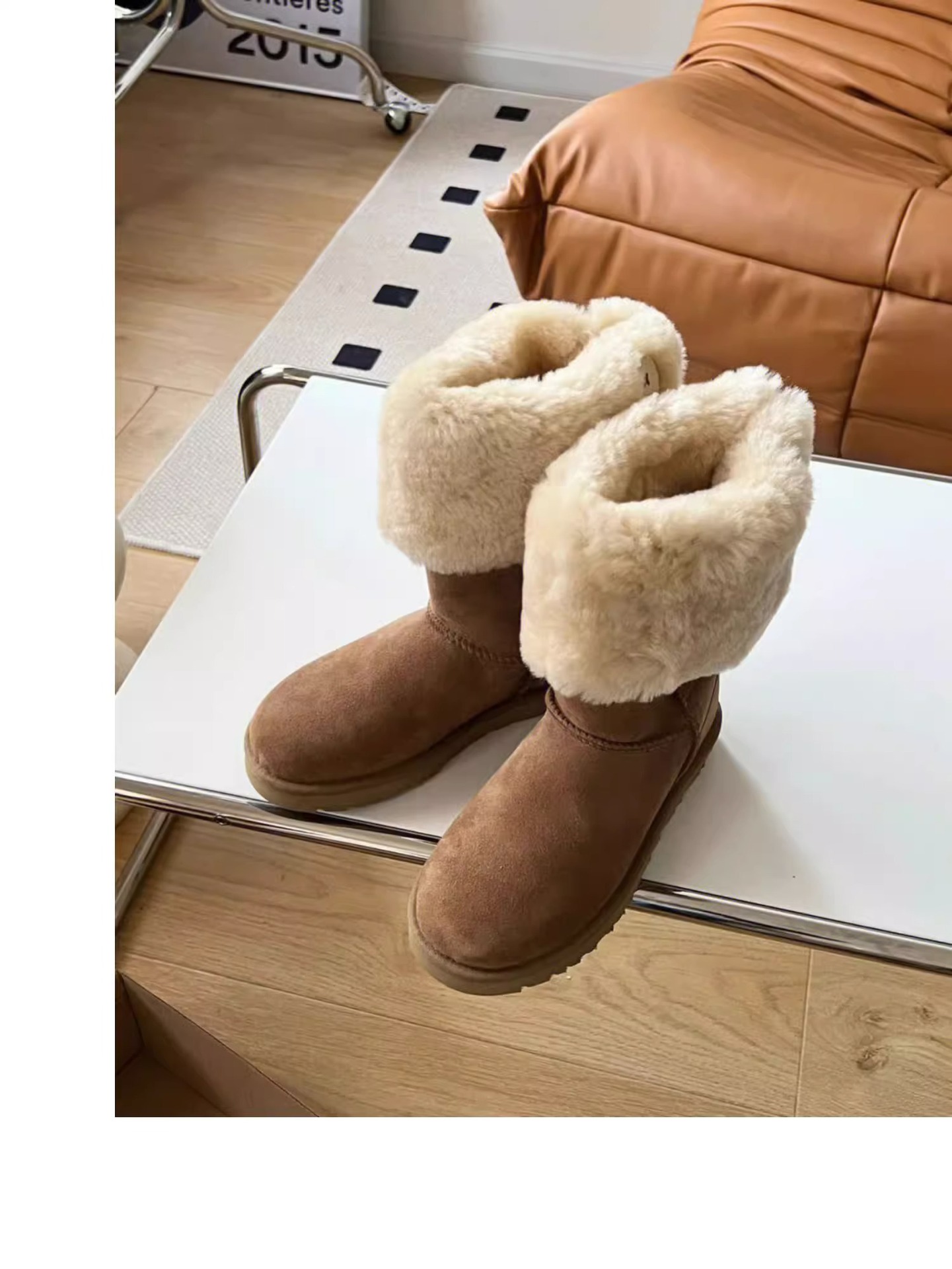 2023 winter new Europe and the United States hot button two wear snow boots female sheep fur one velvet inside warm mid-calf boots_voghion.com