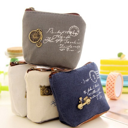 Korean style new ladies coin purse retro style canvas wallet zipper shell shaped small square bag manufacturer wholesale