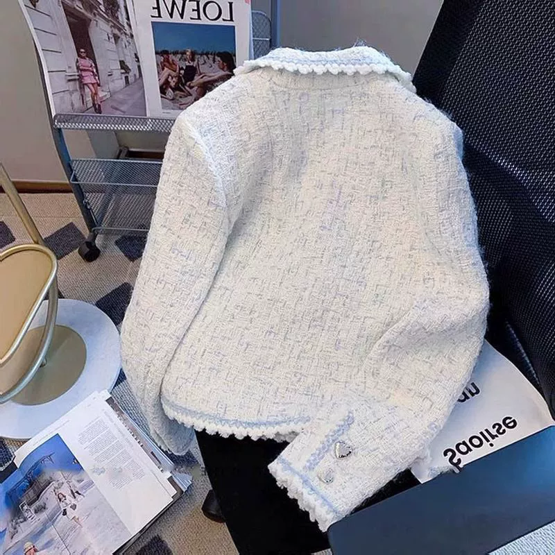 Демисезонная короткая куртка, французский стиль, стиль Chanel, западный стиль, приталенная