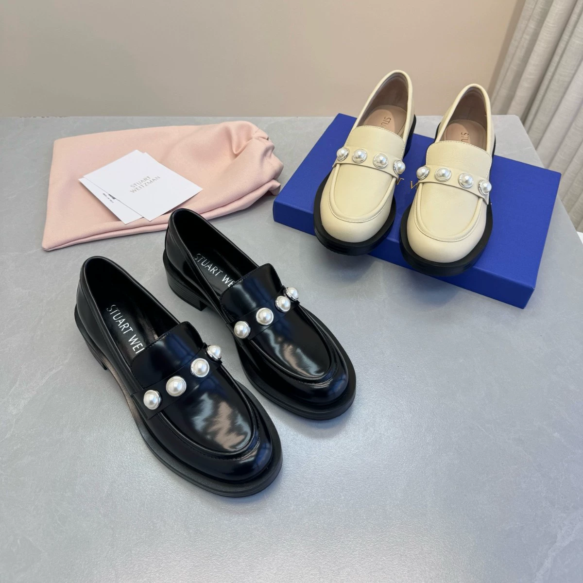 SW маленькие кожаные туфли из натуральной кожи на толстой подошве с жемчугом для женщин, новинка 2025 года, весенне-летние лоферы в британском стиле для женщин, универсальные трендовые туфли на плоской подошве