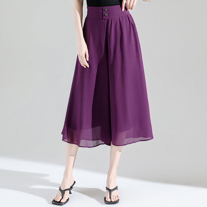 Chiffon Cropped Wide-Leg Pants for Women, Thin Summer New Casual Loose High-Waisted Plus-Size Pants for Curvy Figures, Hip-Covering Slimming Pants and Skirts Chiffon Cropped Wide-Leg Pants for Women, Thin Summer New Casual Loose High-Waisted Plus-Size Pants for Curvy Figures, Hip-Covering Slimming Pants and Skirts