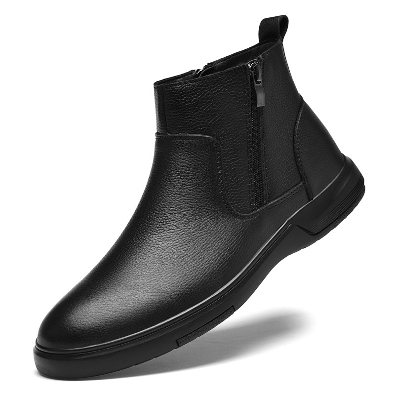 2026 Autumn/Winter Men's High-Top Leather Boots, First Layer Cowhide, Comfortable, Light Luxury Business Martin Boots, Genuine Leather Chelsea Boots