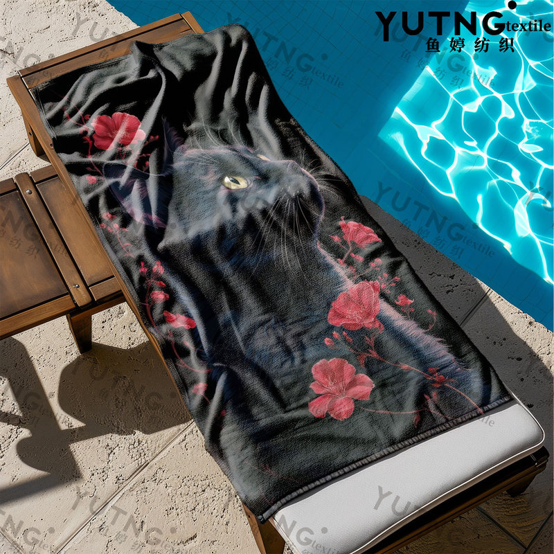 Personalized Black Cat Print Beach Towel, Absorbent, Quick-Drying, Non-Shedding Bath Towel, Swimming Yoga Towel, Direct from the Manufacturer Personalized Black Cat Print Beach Towel, Absorbent, Quick-Drying, Non-Shedding Bath Towel, Swimming Yoga Towel, Direct from the Manufacturer