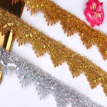 厂家新款批发皇冠金银丝花边 服装辅料亮片花边 舞台配饰金色花边