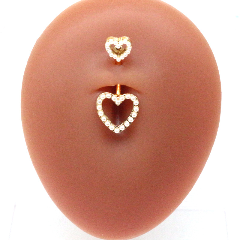 Gabby Europäischer und amerikanischer grenzüberschreitender herzförmiger Perlenring-Nabelstecker-Körperpiercing-Schmuckhersteller auf Lager_voghion.com