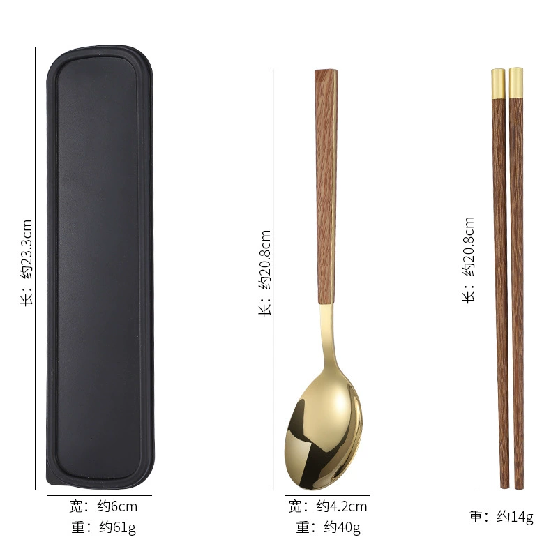 Handheld Stainless Steel Cutlery Set for Elementary Students, 3-Piece Fork Spoon Chopsticks