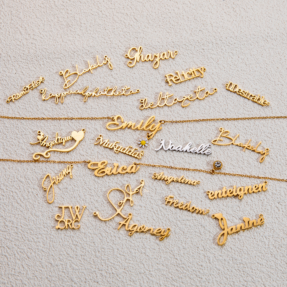 DIY Personalized Custom Stainless Steel Non-Fading English Letter Name Electroplated Pendant Necklace Gift Jewelry