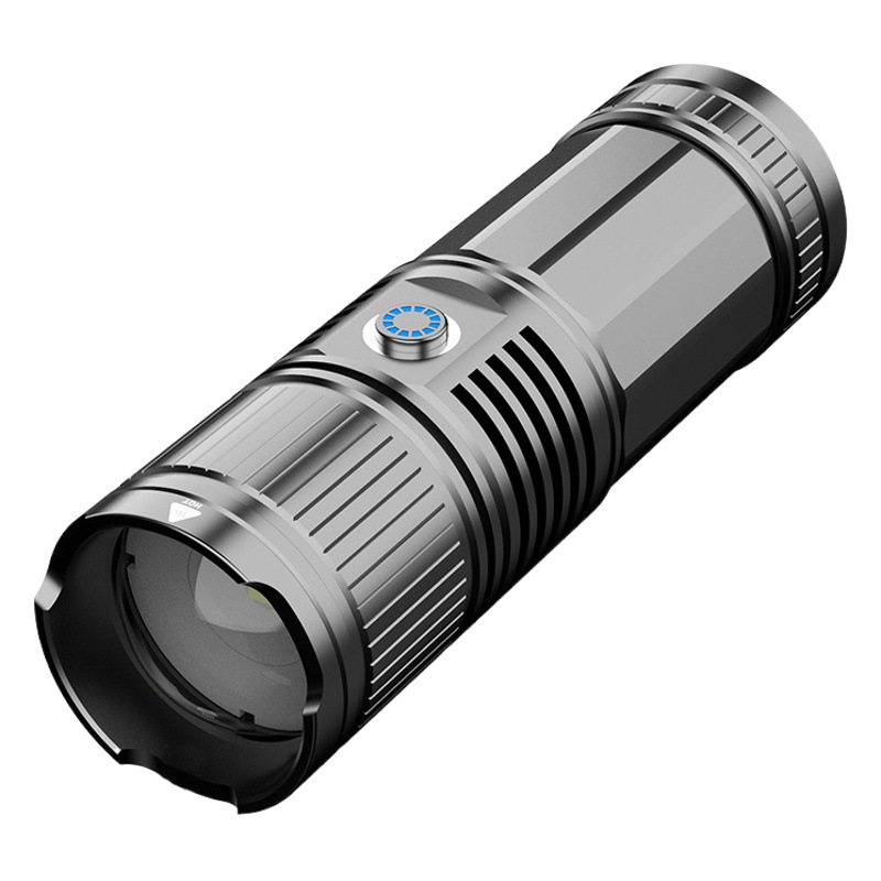 Linterna impermeable fuerte luz LED de largo alcance linterna telescópica al aire libre enfoque de luz blanca linterna láser al por mayor